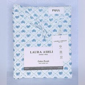 SALE - Laura Ashley Kate Blue Bows and Trellis Ribbons Sheet Set - Full